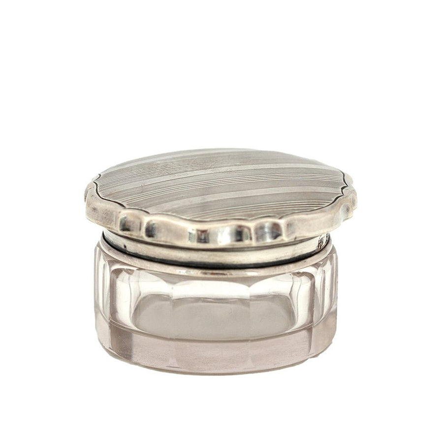 Antique Edwardian 1910 Silver & Glass Vanity Pot