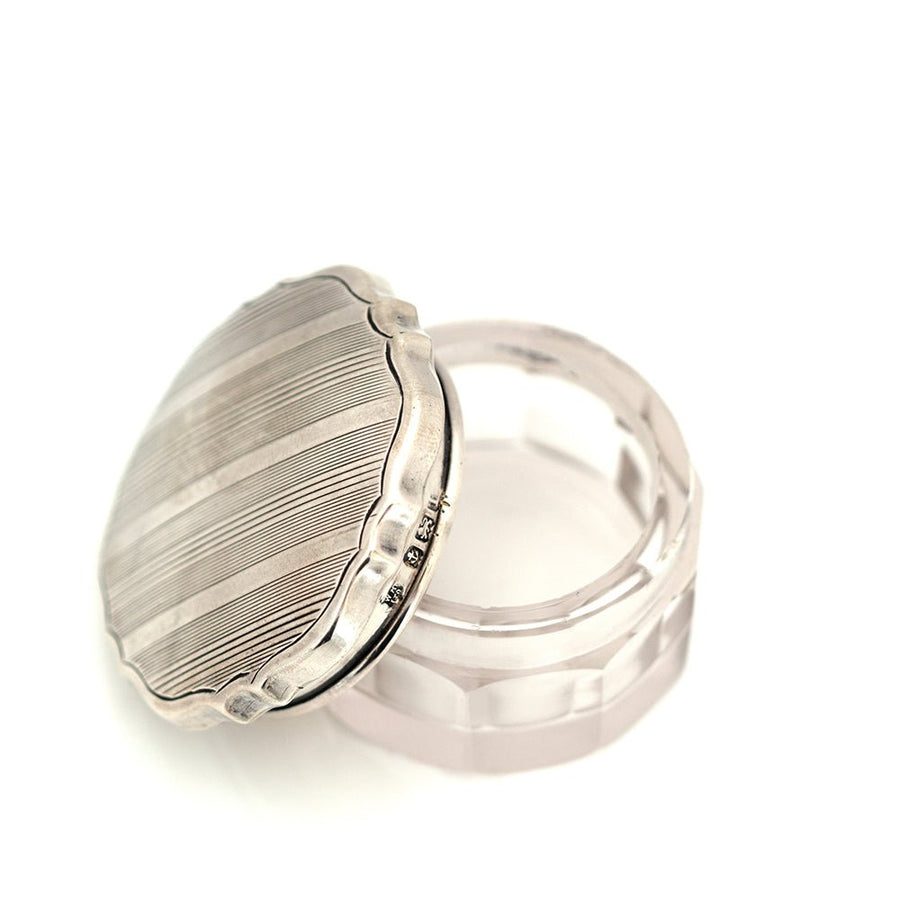 Antique Edwardian 1910 Silver & Glass Vanity Pot