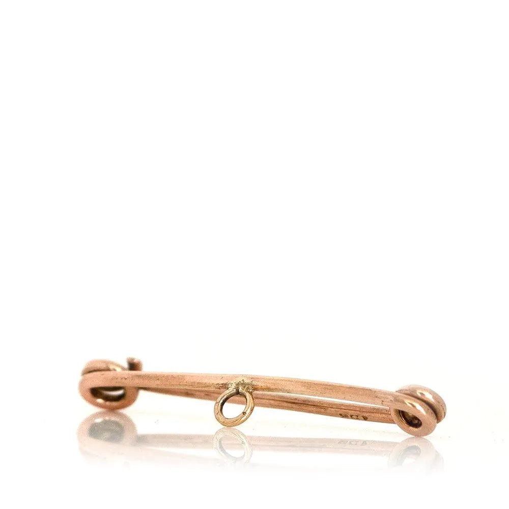 Antiguo broche de clip eduardiano de oro rosa de 9 quilates