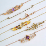 Antique Edwardian Amethyst 15ct Rose Gold Bar Necklace