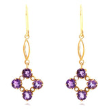Antique Edwardian Amethyst Seed Pearl 9ct Gold Drop Earrings