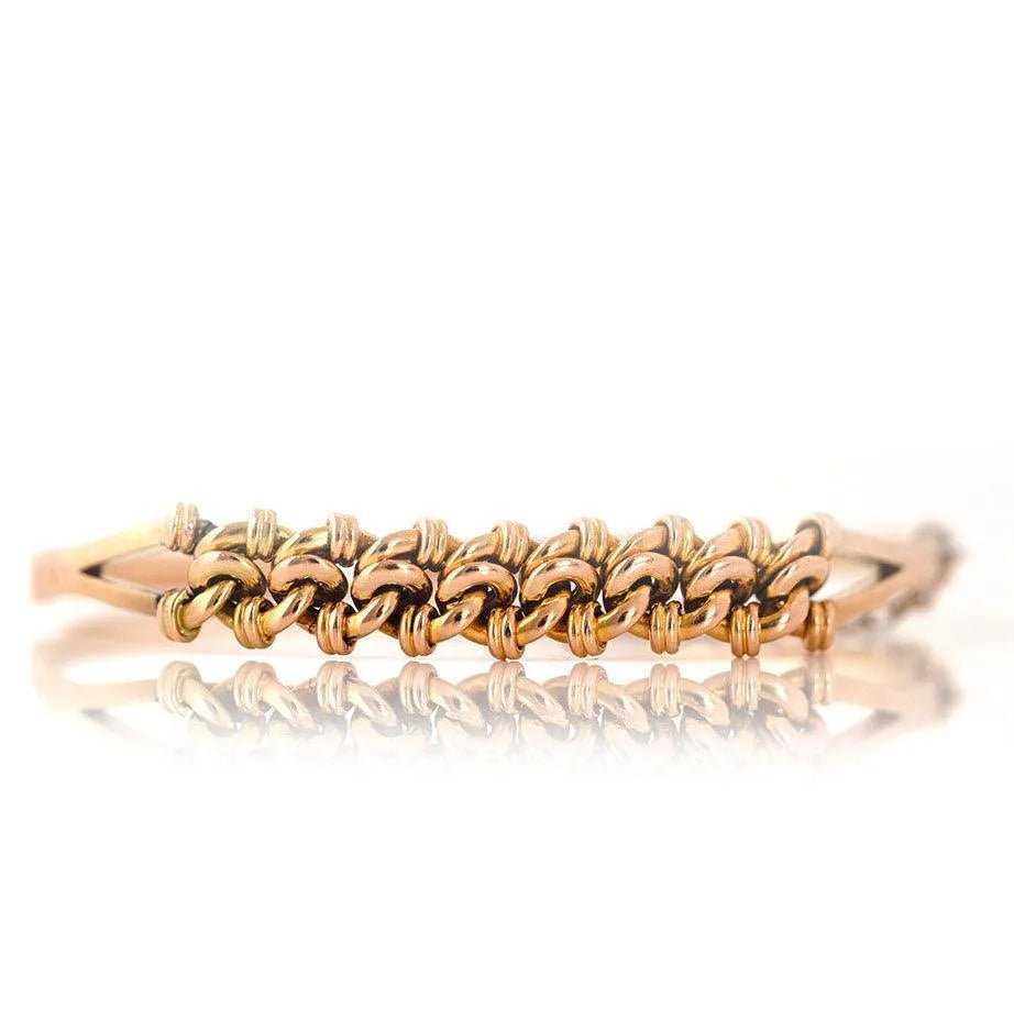 Antique Edwardian Knotted 15ct Bangle Bracelet, view 9