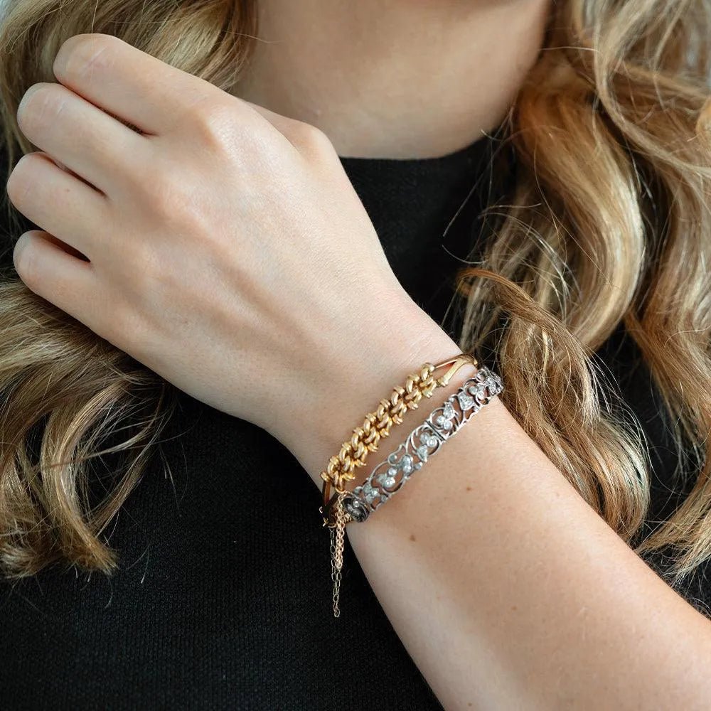 Antique Edwardian Knotted 15ct Bangle Bracelet, view 8