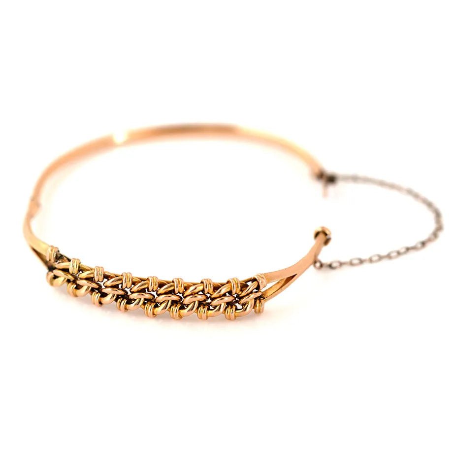 Antique Edwardian Knotted 15ct Bangle Bracelet, view 11