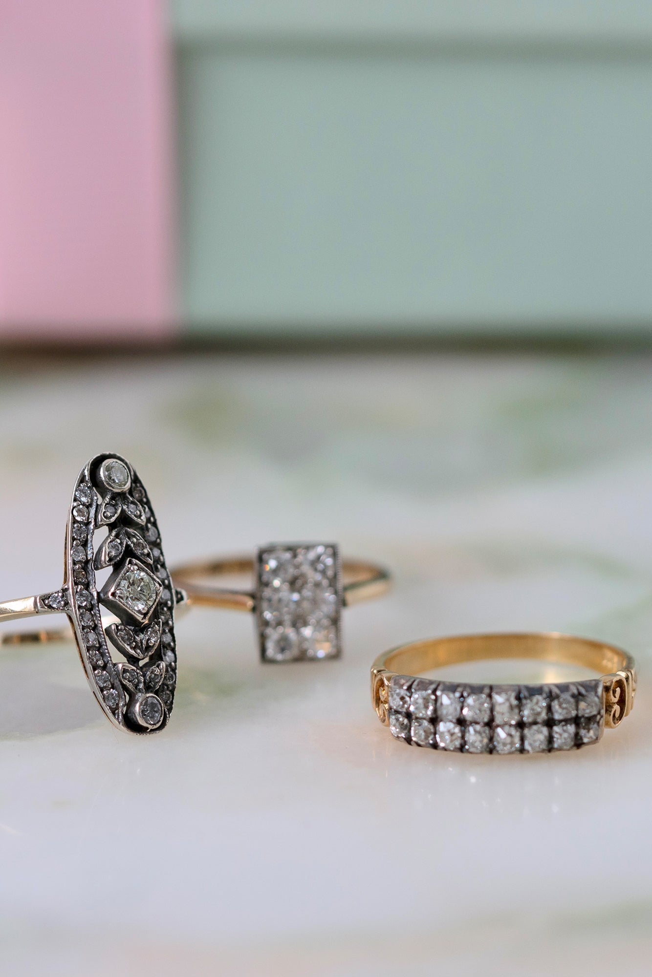 Georgian Double Row Old Cut Diamond 18K Gold Antique Ring, view 8