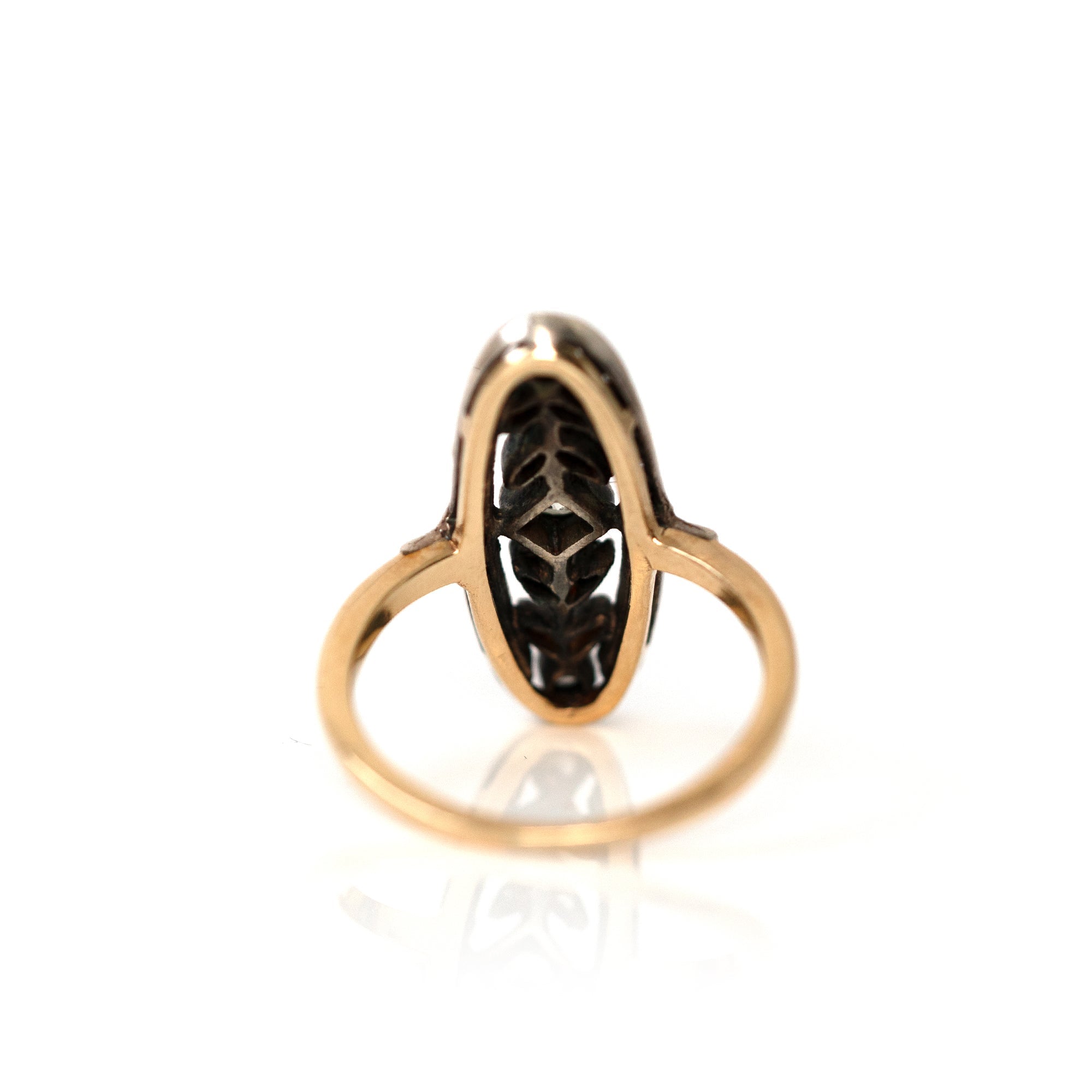 Anillo antiguo de platino y oro de 18 quilates con diamantes de la época eduardiana, view 6