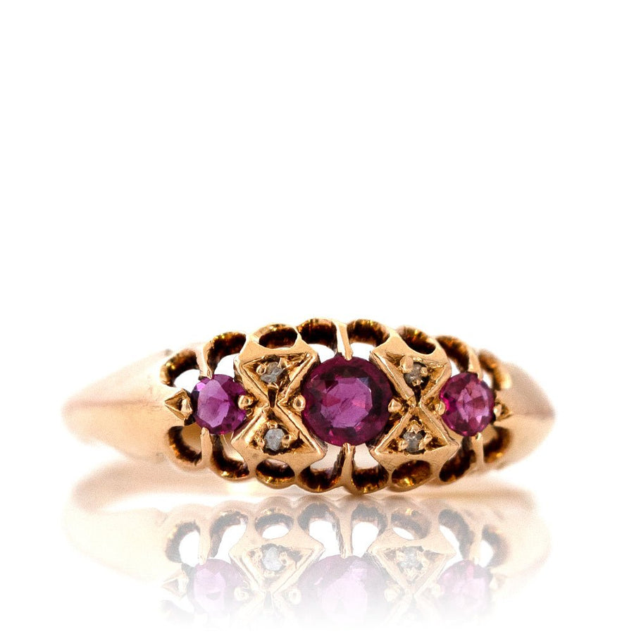 Antique Edwardian Ruby Diamond 18ct Gold Ring