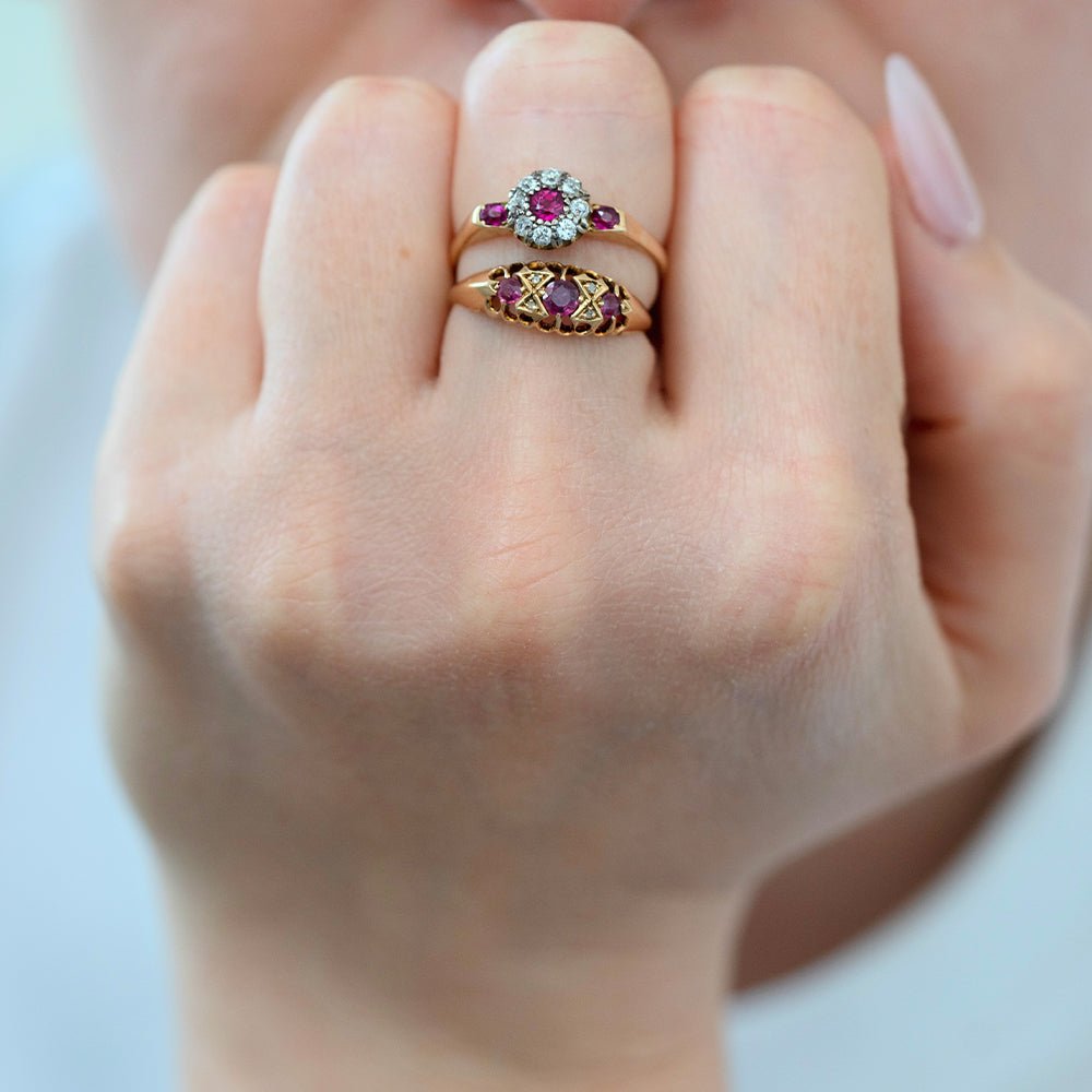 Antique Edwardian Ruby Diamond 18ct Gold Ring, view 8