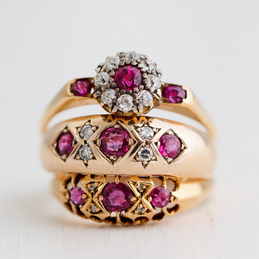 Antique Edwardian Ruby Diamond 18ct Gold Ring