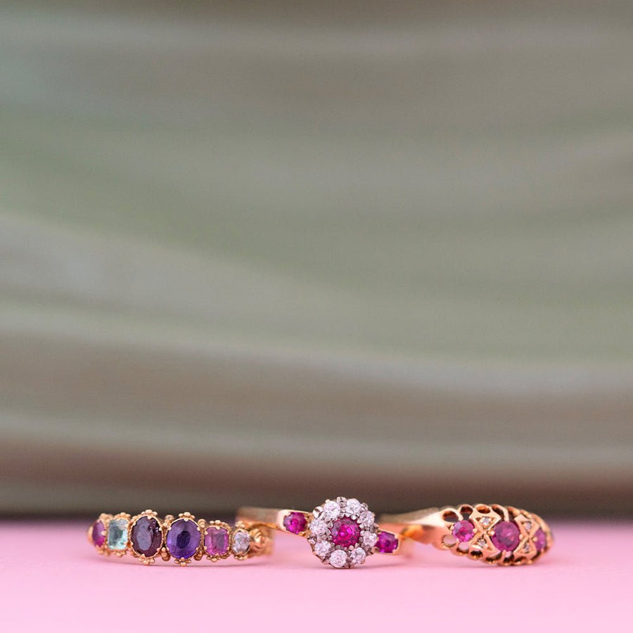 Antique Edwardian Ruby Diamond 18ct Gold Ring