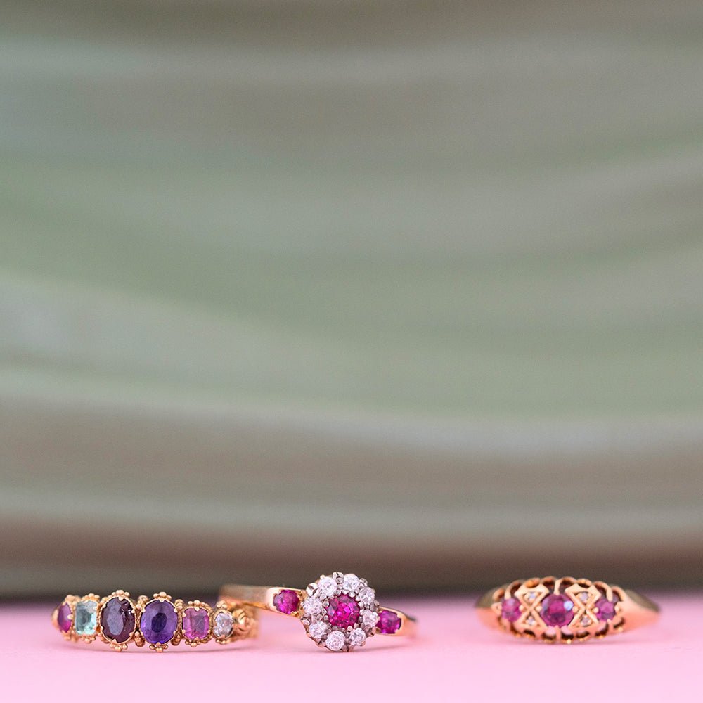 Antique Edwardian Ruby Diamond 18ct Gold Ring, view 12