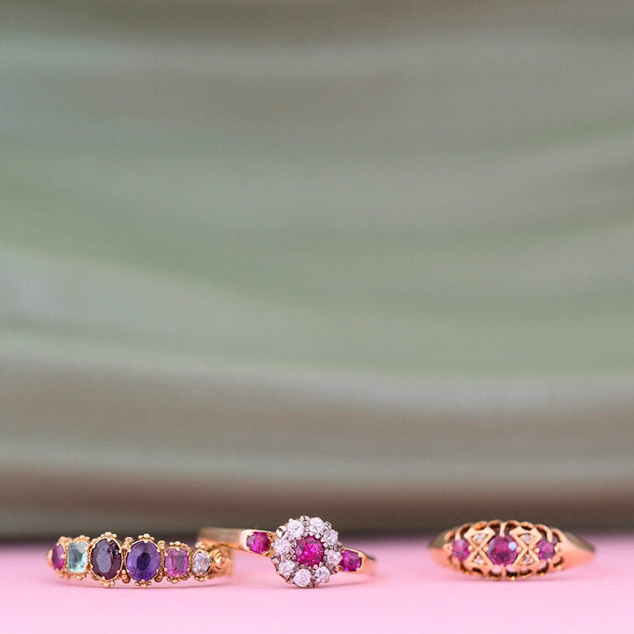 Antique Edwardian Ruby Diamond 18ct Gold Ring