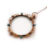 Antique Edwardian Turquoise 9ct Gold Glass Locket Necklace