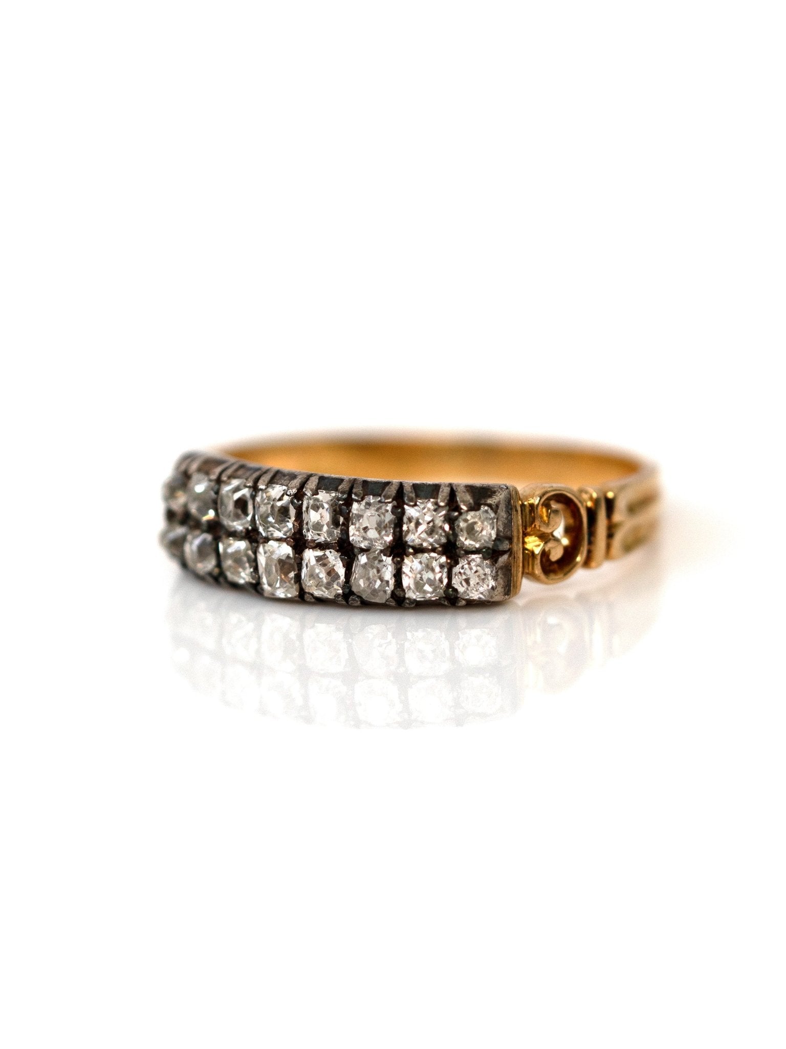 Georgian Double Row Old Cut Diamond 18K Gold Antique Ring, view 2