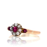 Antique Ruby Diamond 18ct Gold Halo Ring