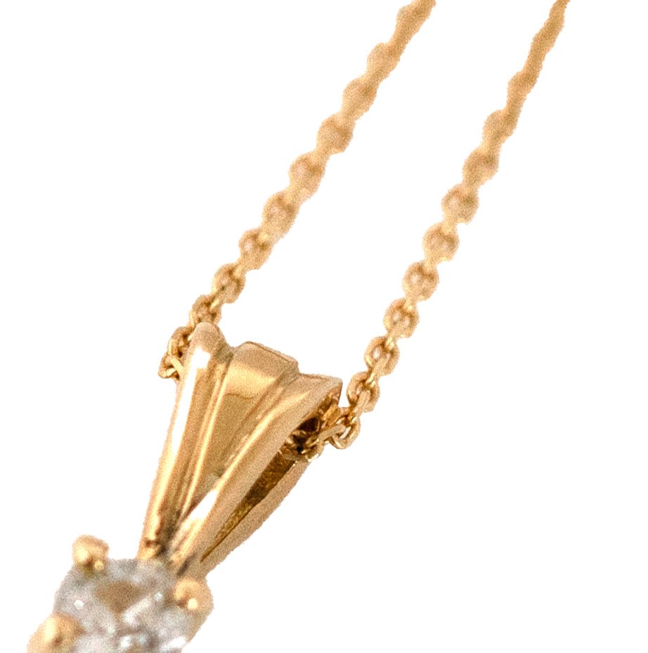 Victorian 0.15 Carat Old European Cut Diamond 18K Gold Solitaire Pendant Necklace, view 5