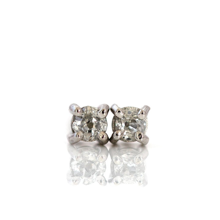 Antique Victorian 0.22ct Diamond Stud Earrings in 18ct White Gold