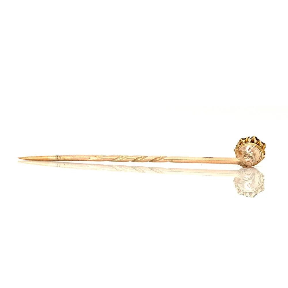 Victorian 0.32 Carat Diamond Halo 9K Gold Antique Stick Pin Brooch, view 6