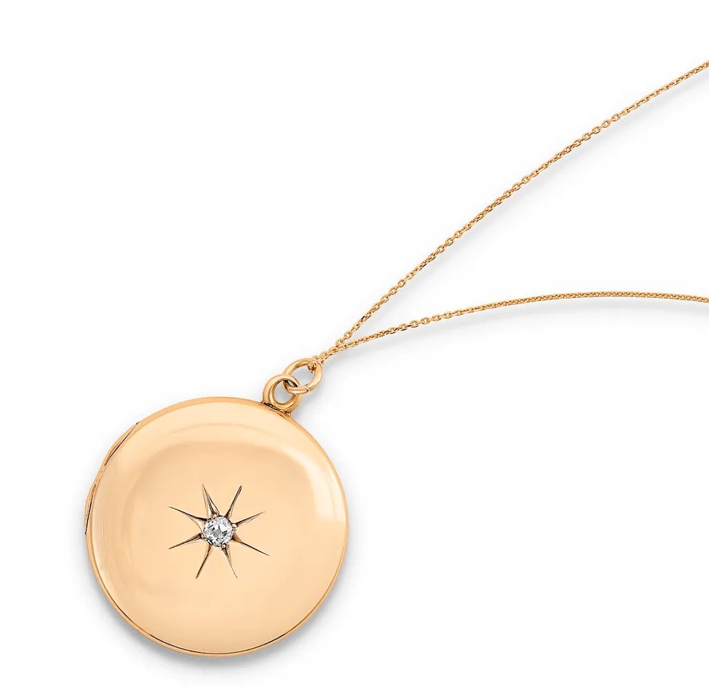 Antique Victorian 0.36ct Diamond Large Round 9ct Gold Locket Necklace, view 5