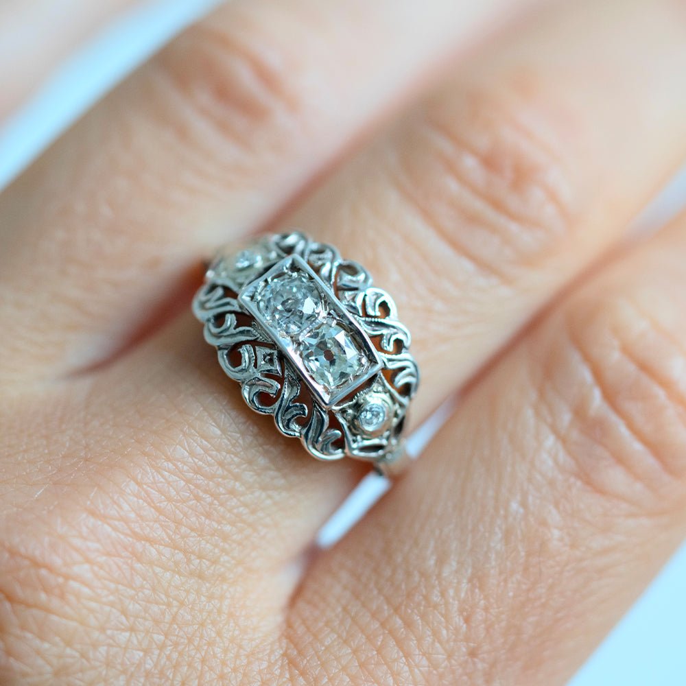 Victorian 0.70 Carat Old European and Old Mine Cut Diamond 14K Gold Antique Engagement Ring, view 9