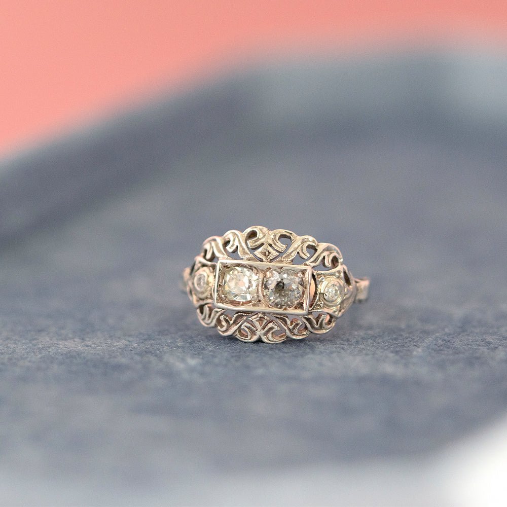 Victorian 0.70 Carat Old European and Old Mine Cut Diamond 14K Gold Antique Engagement Ring, view 5
