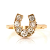 Antique Victorian 0.8ct Diamond Horseshoe 18ct Gold Ring