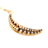 Antique Victorian 15ct Split Pearl Crescent Moon Pendant Necklace