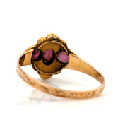 Antique Victorian 1872 Garnet Seed Pearl 15ct Ring