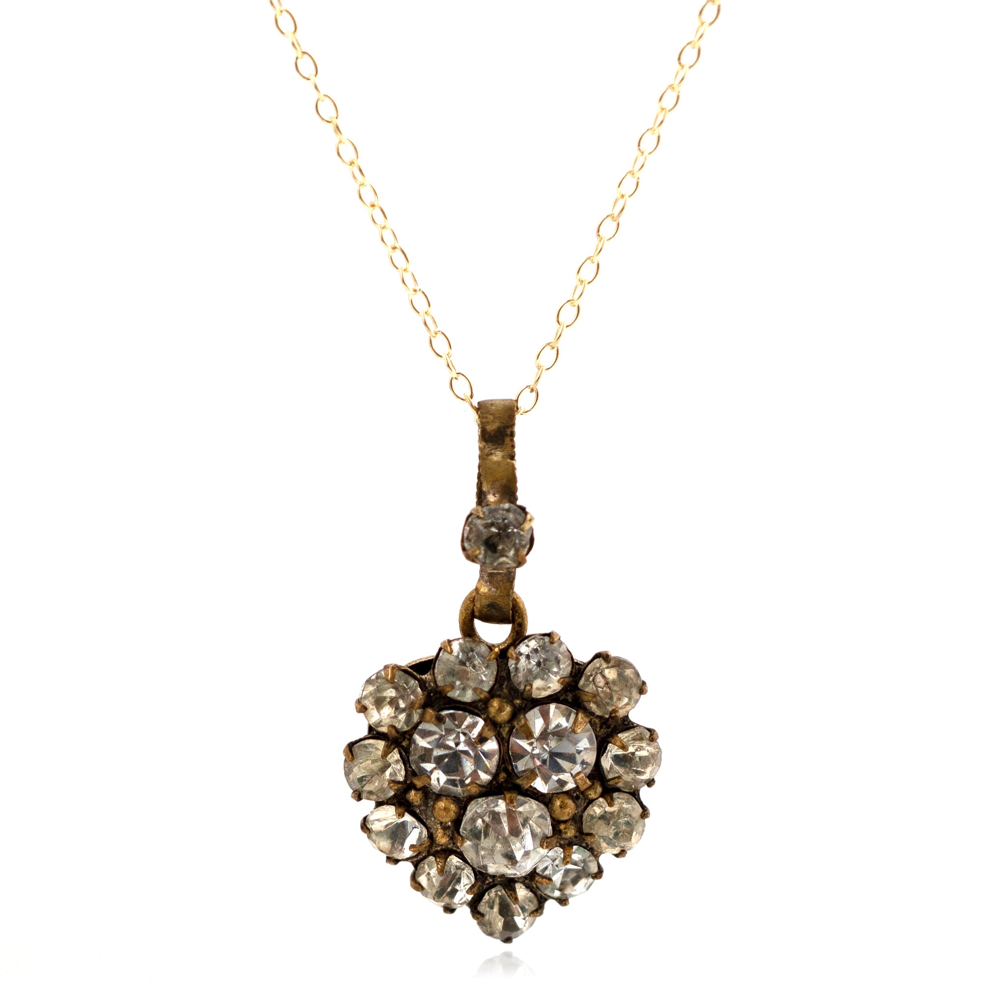 Antique Victorian 1880s Paste Heart Necklace