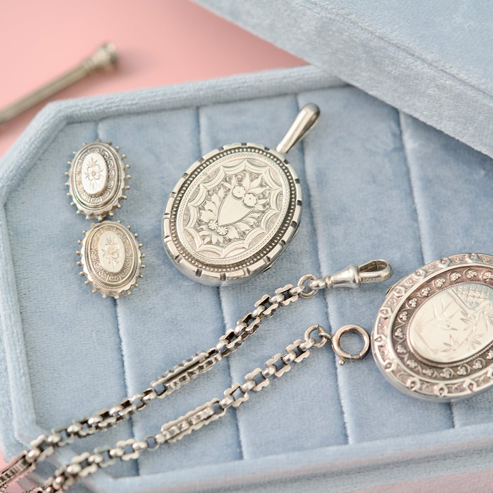 Antique Double Albert Watch Silver Chain, view 4