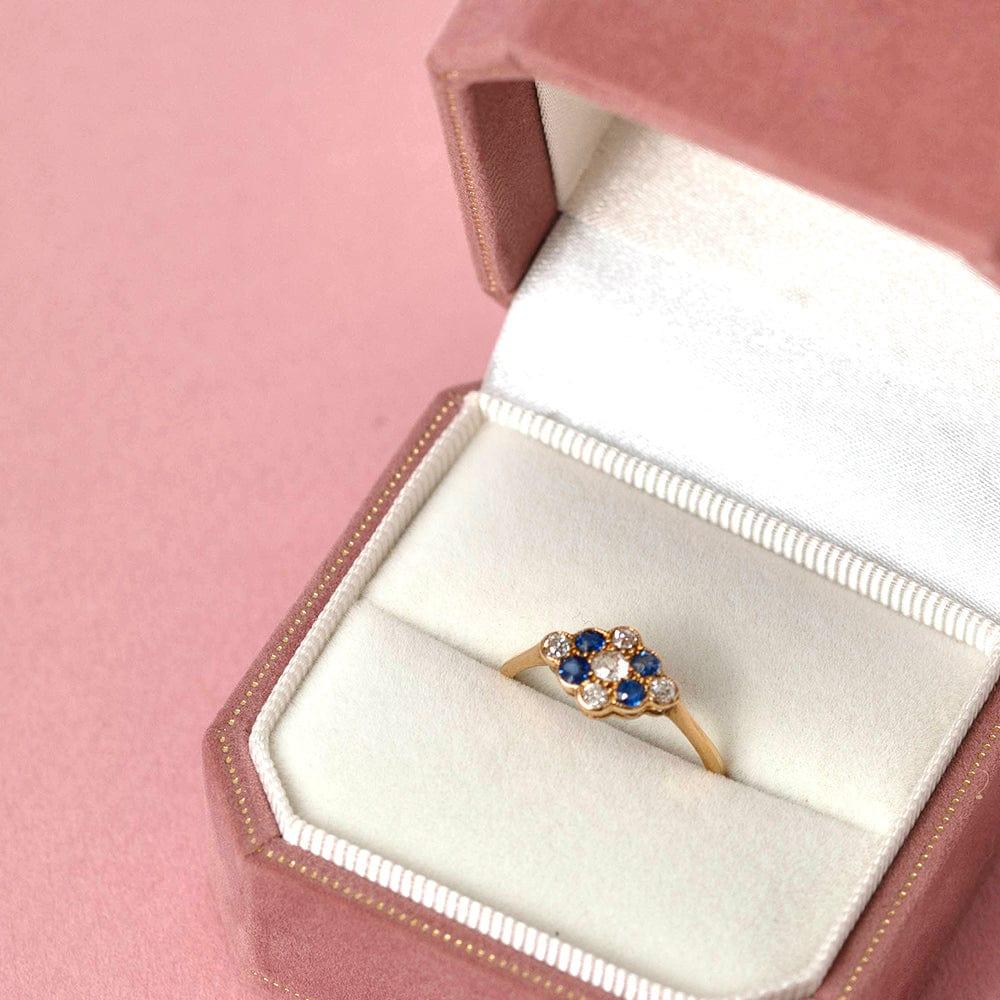 Victorian Sapphire and Diamond 18K Gold Antique Engagement Ring, view 5