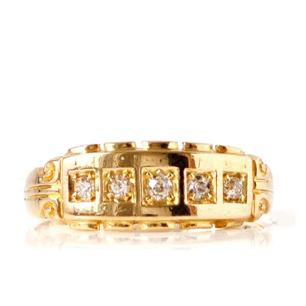 Anillo de oro amarillo de 18 quilates con diamantes victoriano antiguo, view 5