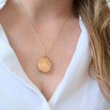Antique Victorian 9ct Gold Engraved Oval Locket Necklace