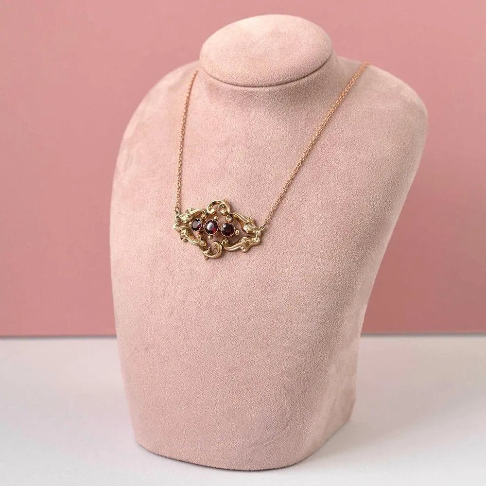 Antique Victorian 9ct Gold Garnet Necklace, view 8