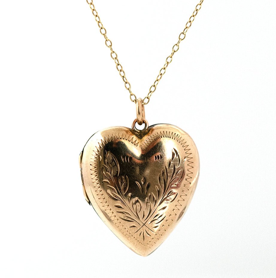 Collar antiguo victoriano con relicario de corazón de oro de 9 quilates, view 7