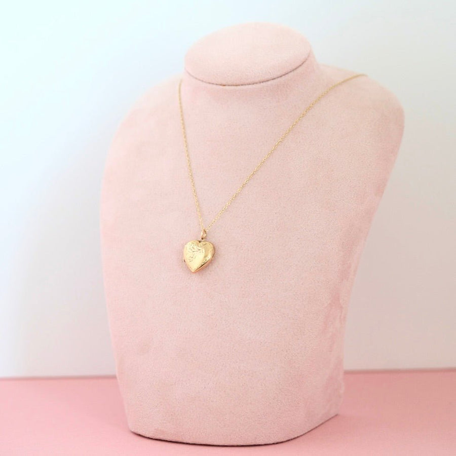 Antique Victorian 9ct Gold Heart Locket Necklace