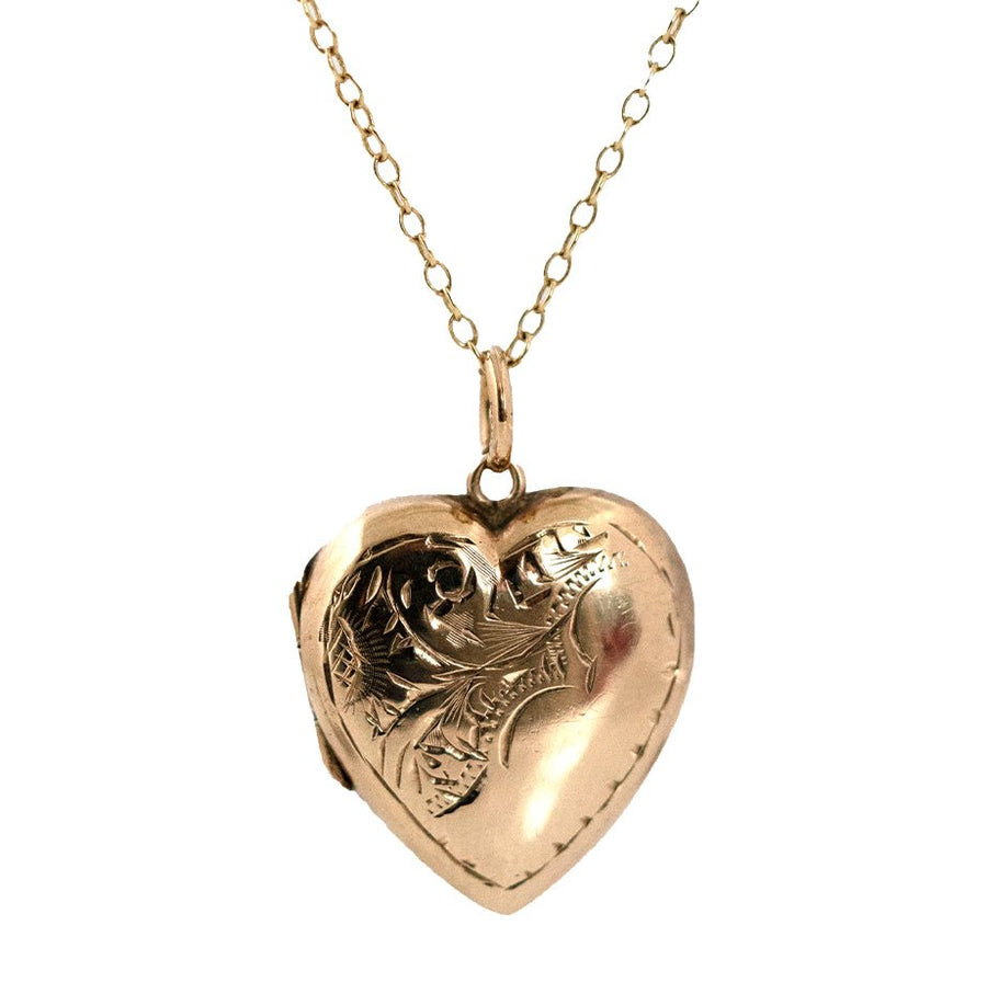 Antique Victorian 9ct Gold Heart Locket Necklace