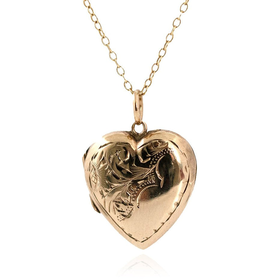 Antique Victorian 9ct Gold Heart Locket Necklace