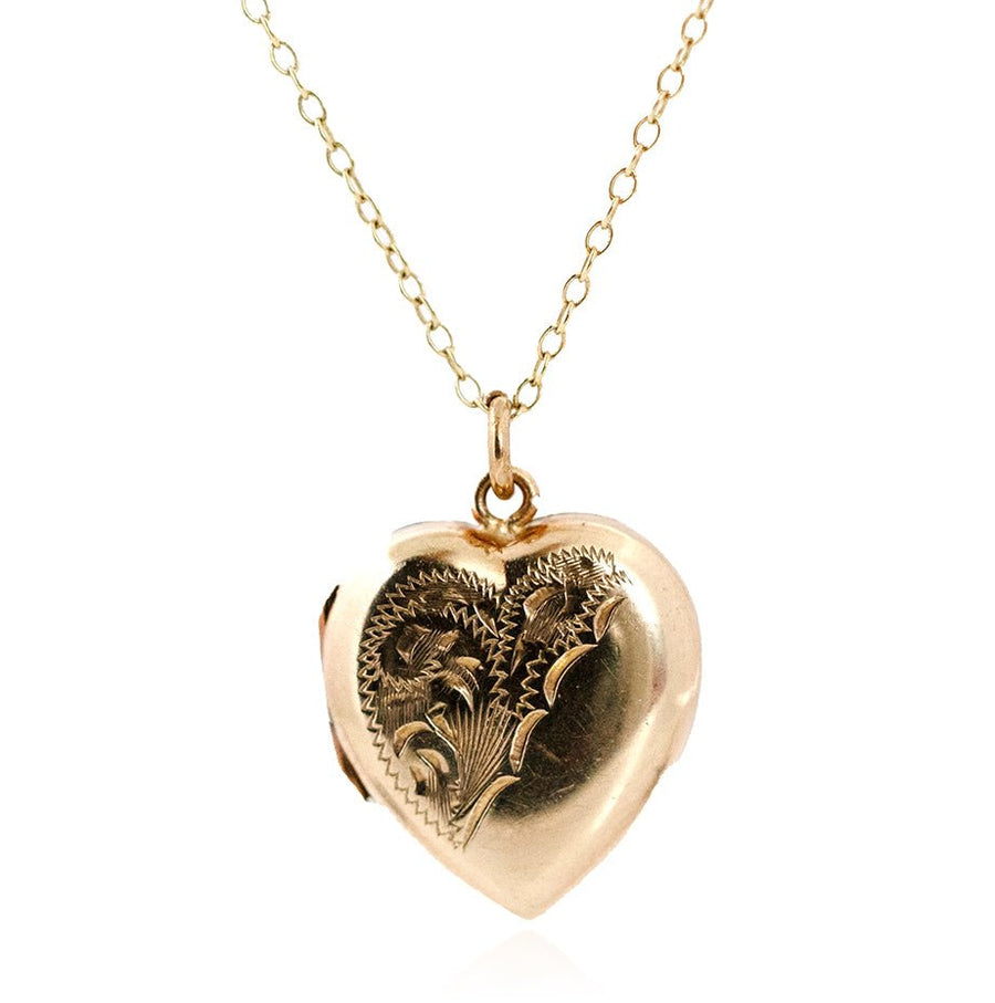 Antique Victorian 9ct Gold Heart Locket Necklace