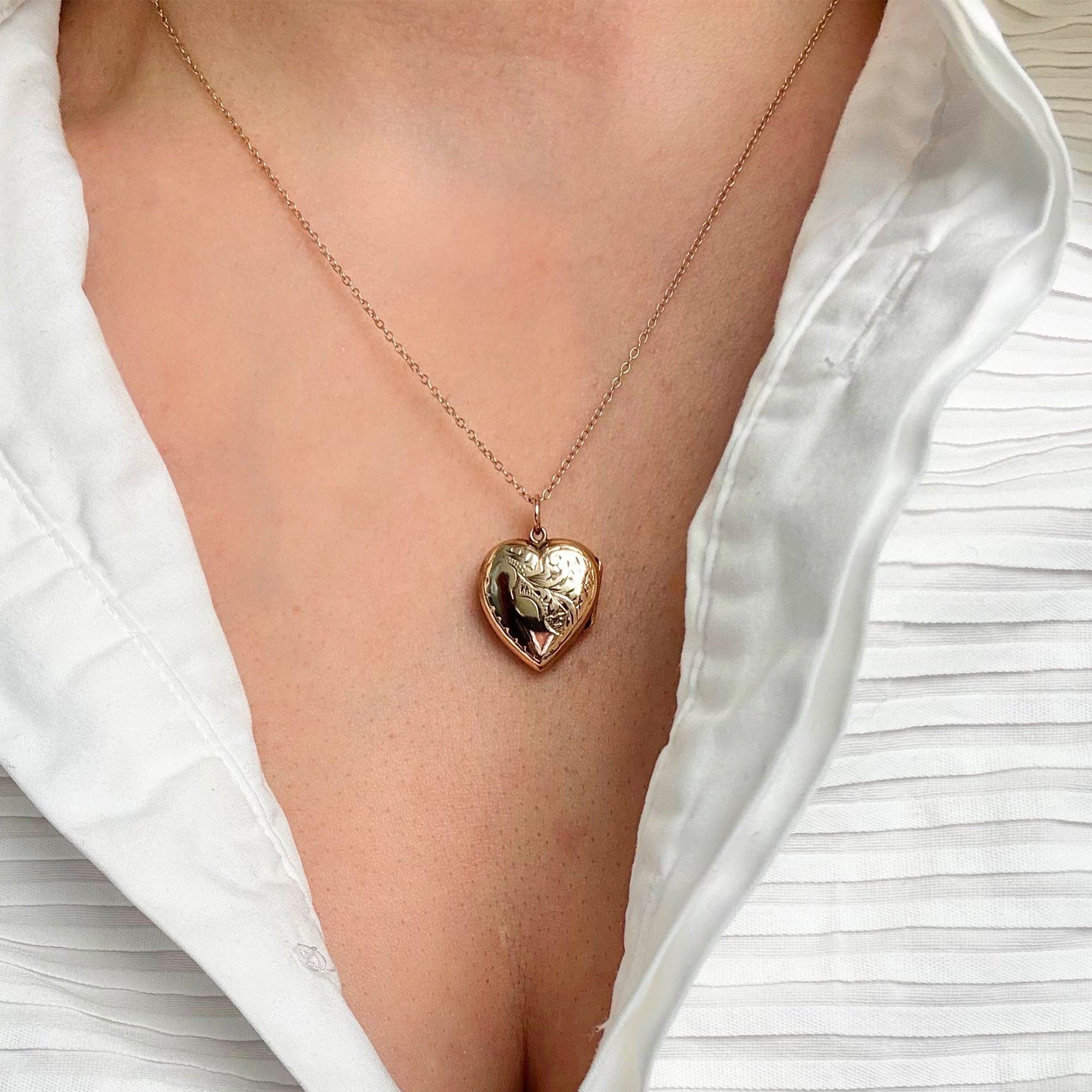Antique Victorian 9ct Gold Heart Locket Necklace, view 2