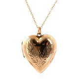 Antique Victorian 9ct Gold Heart Locket Necklace