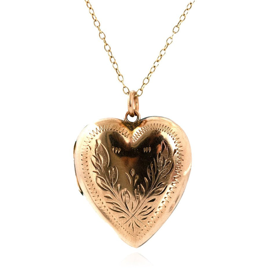 Antique Victorian 9ct Gold Heart Locket Necklace