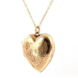 Antique Victorian 9ct Gold Heart Locket Necklace