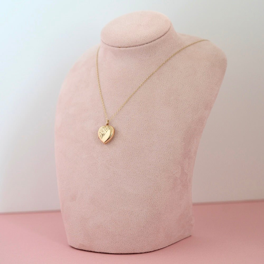 Collar antiguo victoriano con relicario de corazón de oro de 9 quilates, view 6