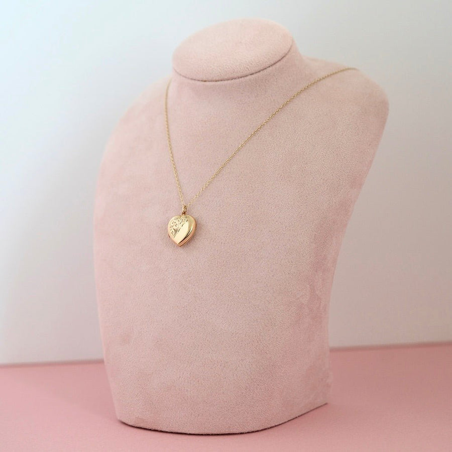 Antique Victorian 9ct Gold Heart Locket Necklace