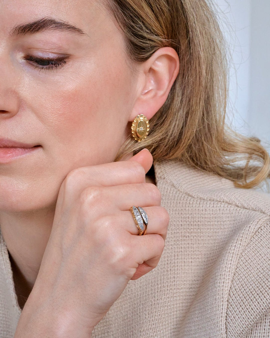 Antique Victorian 9ct Gold Star Diamond Earrings