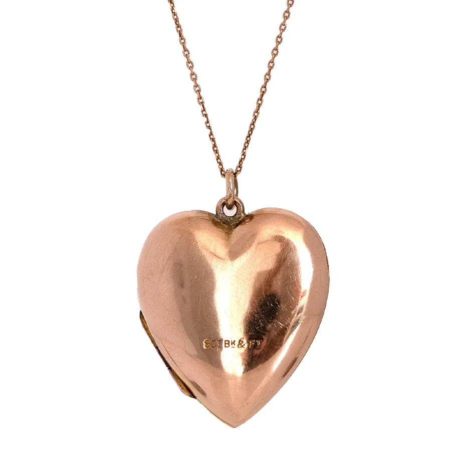 Collar Antiguo Victoriano de Oro Rosa de 9 ct con Guardapelo en Forma de Corazón, view 2