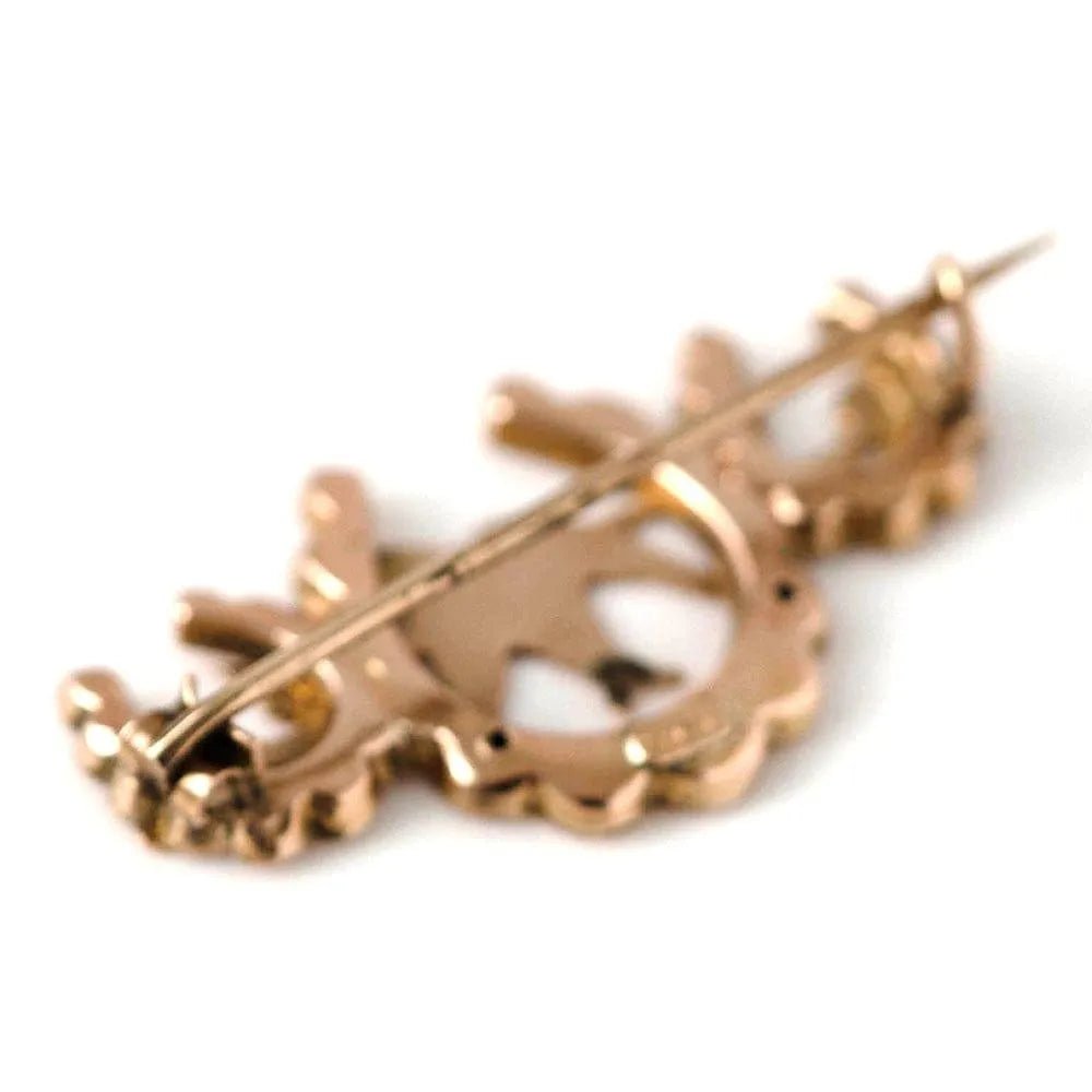 Antique Victorian 9ct Rose Gold Swallow Horseshoe Brooch, view 4