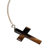 Antique Victorian Banded Agate Cross Silver Necklace