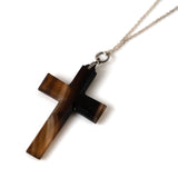 Antique Victorian Banded Agate Cross Silver Necklace